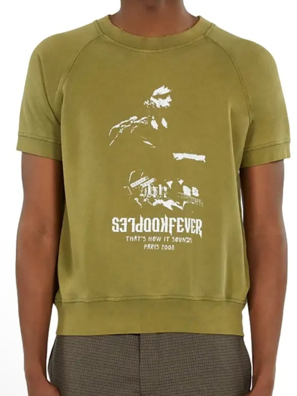 💜#71 The Kooples Olive Green Graphic Short-Sleeve Sweatshirt